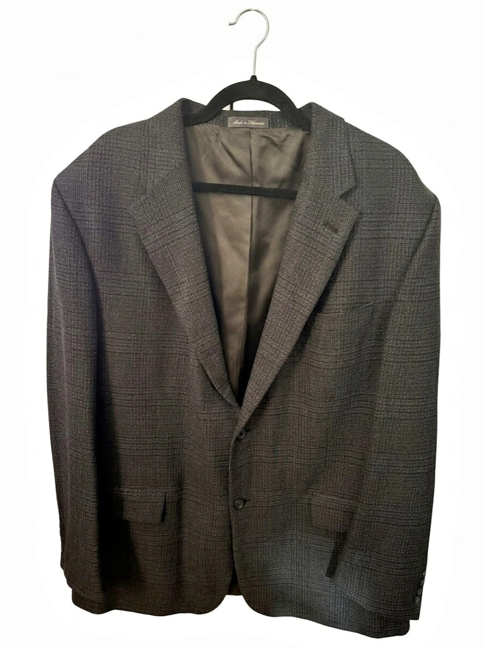 Oscar de la Renta Men's Checkered Wool Blazer Size 48L Like New